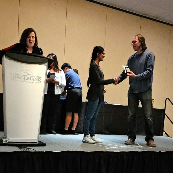 Aadrika-3 Aadrika winning gold at the science fair for her project creating the Hygiene For You app