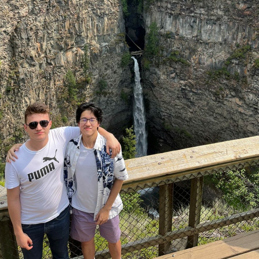 shads waterfall Zhiyuan with a Shad fellow at a waterfall in Kamloops